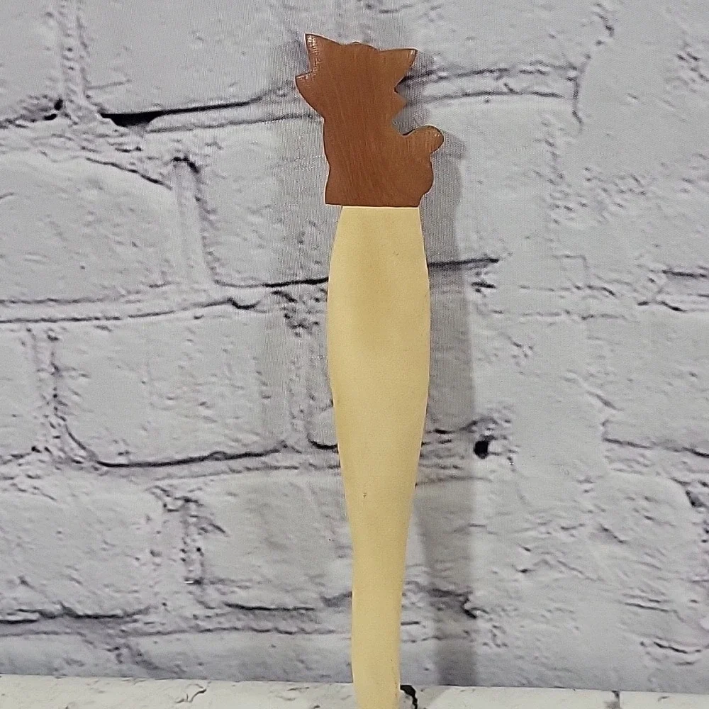 Bobcat Cub Tiger‎ Kitty Wildcat Carved Wooden Letter Opener Handpainted Rustic
